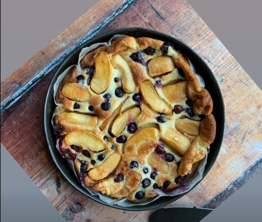 Honest Foods London - Caramelised apple, almond and blueberry clafoutis
